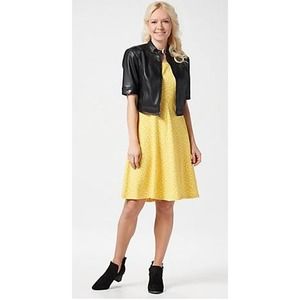 Isaac Mizrahi Elbow-Sleeve Faux Leather Cropped Jacket Reg 12 New A352407